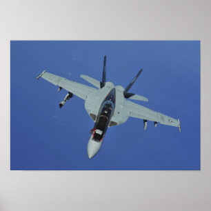 A US Navy F/A-18F Super Hornet in flight Poster
