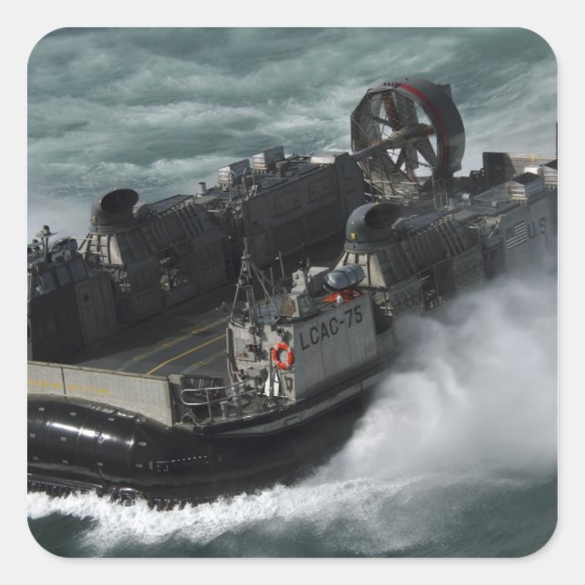 A US Navy Landing Craft Air Cushion Square Sticker (Front)