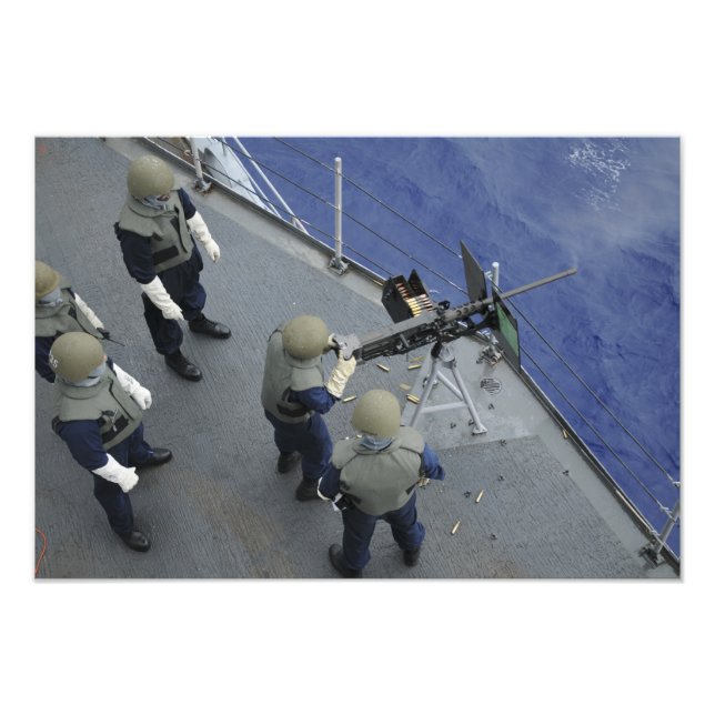A US Sailor fires a 50-calibre M2HB Photo Print (Front)