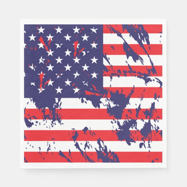 A USA Flag in a Distressed Pattern Napkin (Front)