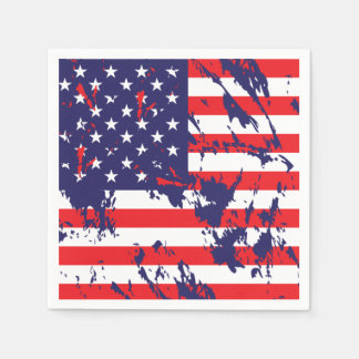 A USA Flag in a Distressed Pattern Napkin