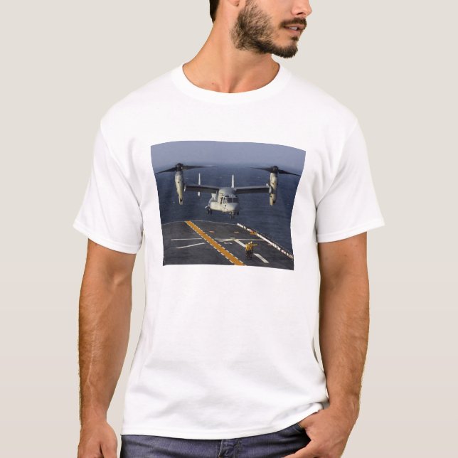 A V-22 Osprey aircraft prepares to land T-Shirt (Front)
