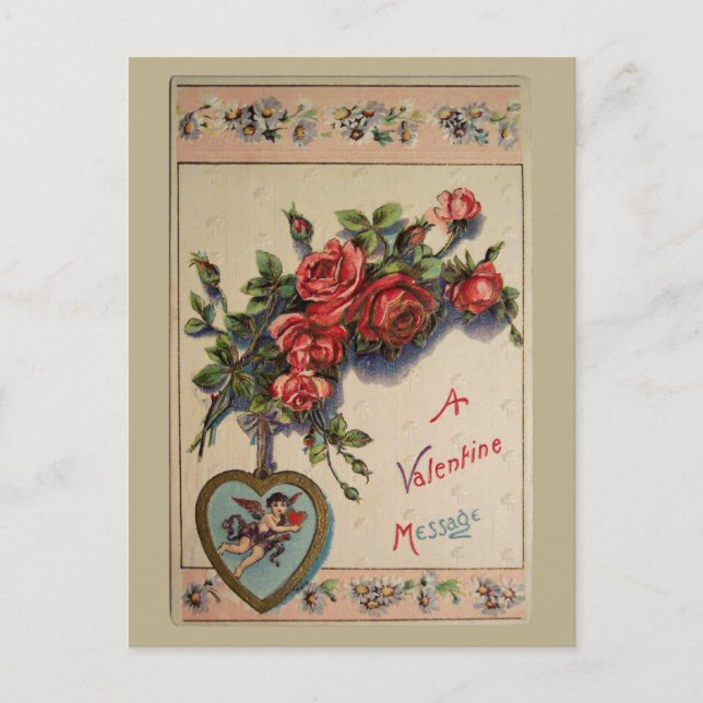 A Valentine Message Vintage Postcard (Front)