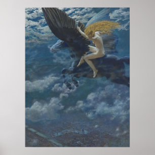 A Valkyrie rides a winged horse - Dream Idyll  Poster