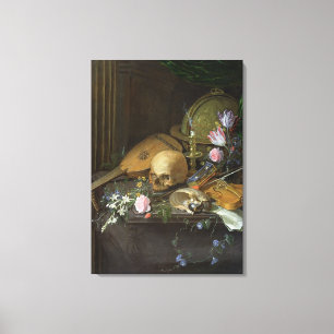 A Vanitas Still Life with a Nautilus and a Lute Canvas Print