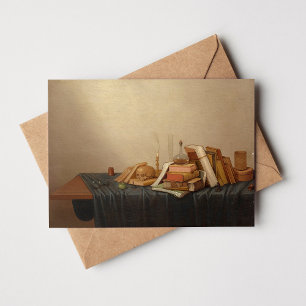 A Vanitas with Books and Skull   Gerrit van Vucht Card