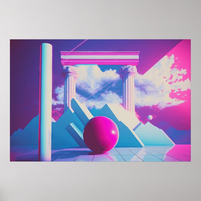 A Vaporwave Exploration of Nostalgia and Futurism Poster (Front)