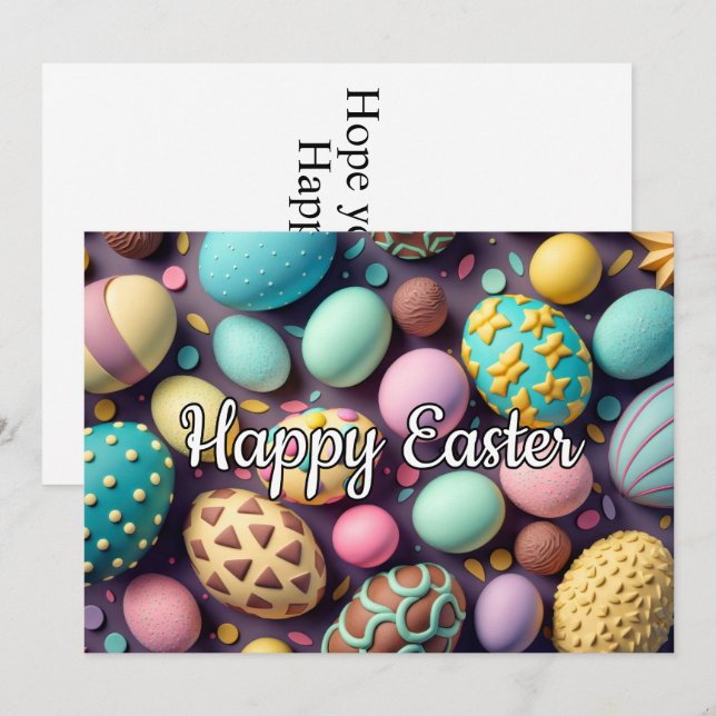 A Variety Of Delicious Chocolate Easter Eggs Holiday Card (Front/Back)