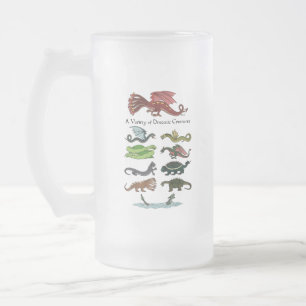 A Variety of Draconic Creatures Frosted Glass Beer Mug