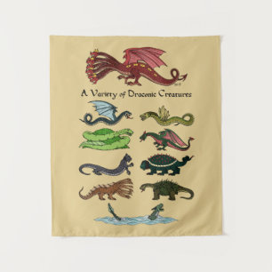 A Variety of Draconic Creatures Tapestry