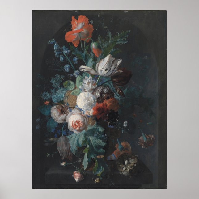 A Vase with Flowers by Jan van Huysum Poster (Front)