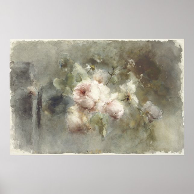 A vase with roses by Margaretha Roosenboom (1853 – Poster (Front)