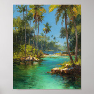 A Verdant Tropical Lagoon Sheltered Poster