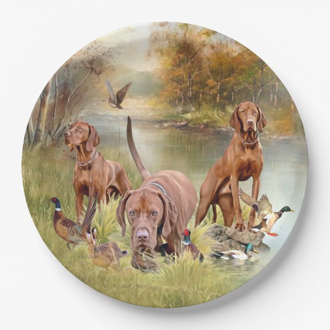 A versatile aristocrat in the Hungarian Vizsla Paper Plate (Front)