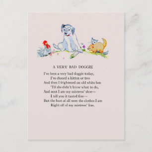 A very bad doggie, poem and drawing postcard