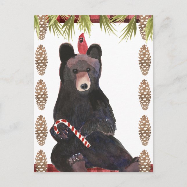 A Very Beary Christmas with Pinecones Postcard (Front)