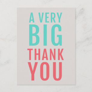 A Very Big Thank You Modern Turquoise Coral Cute Postcard