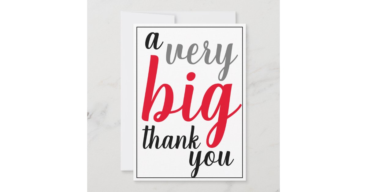A Very Big Thank You Office Appreciation Red Black | Zazzle