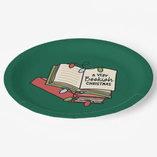 A Very Bookish Christmas - Green Paper Plate