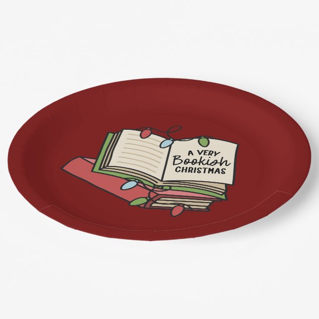 A Very Bookish Christmas Paper Plate (Angled)