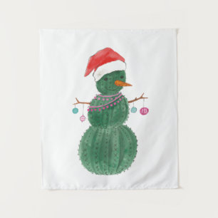 A Very Cactus Christmas Snowman Tapestry