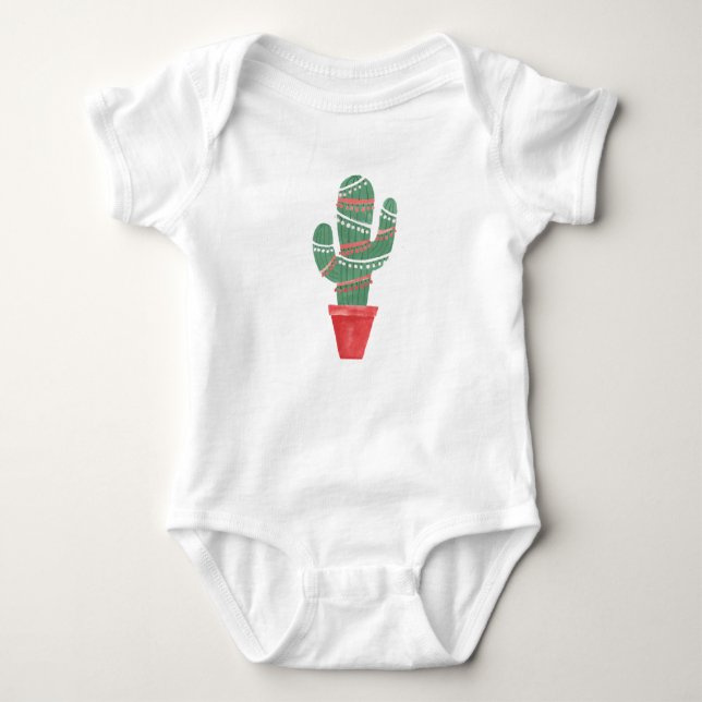 A Very Cactus Christmas Tree Baby Bodysuit (Front)