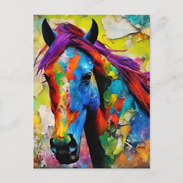 A Very Colourful Horse Postcard (Front)
