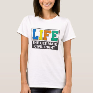 A very direct pro-life message on women's shirts. T-Shirt
