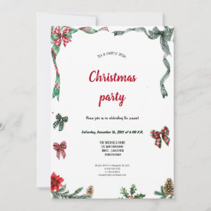 A VERY ELEGANT GREEN AND RED CHRISTMAS PARTY INVITATION