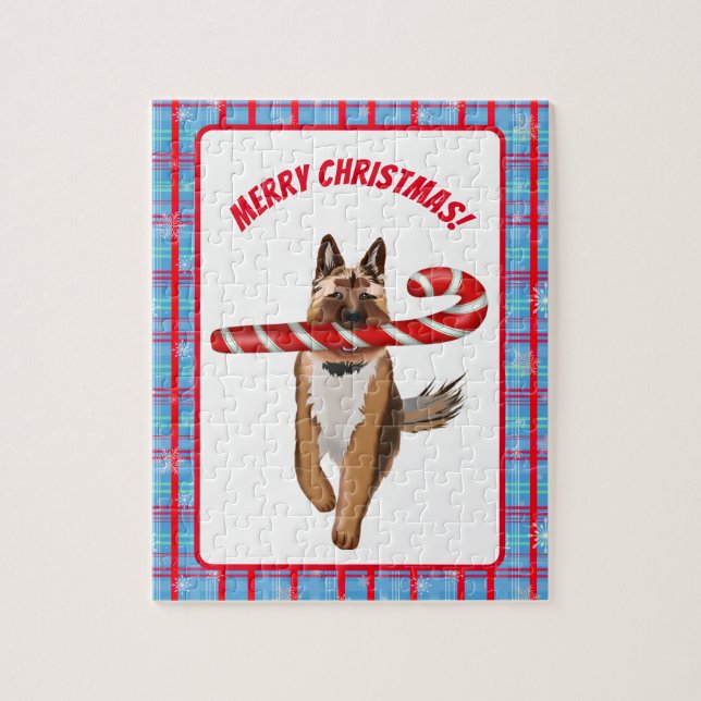 A Very German Shepherd Candy Cane Christmas Jigsaw Puzzle (Vertical)
