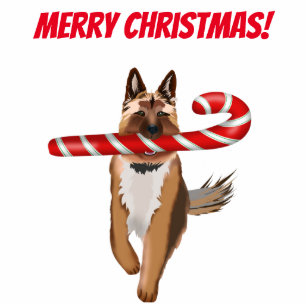 A Very German Shepherd Candy Cane Christmas   Standing Photo Sculpture