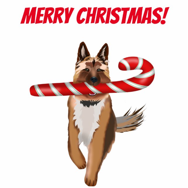 A Very German Shepherd Candy Cane Christmas   Standing Photo Sculpture (Front)