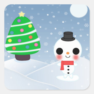 A Very Kawaii Christmas Square Sticker