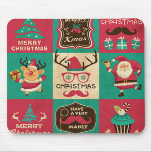 A Very Manly Christmas Collage Mouse Mat