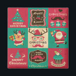 A Very Manly Christmas Moustache Collage Magnet<br><div class="desc">Fun retro looking Christmas collage with dancing reindeer, dancing Santa Claus with jingle bell, Happy New Year cupcake, presents, antlers, Christmas trees and moustaches!!! Colour scheme is a combination of red, green, brown, and white in a great vintage tone. Look for other items featuring the individual images in my store....</div>