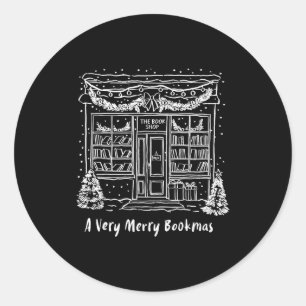A Very Merry Bookmas Cozy Christmas Bookstore Holi Classic Round Sticker