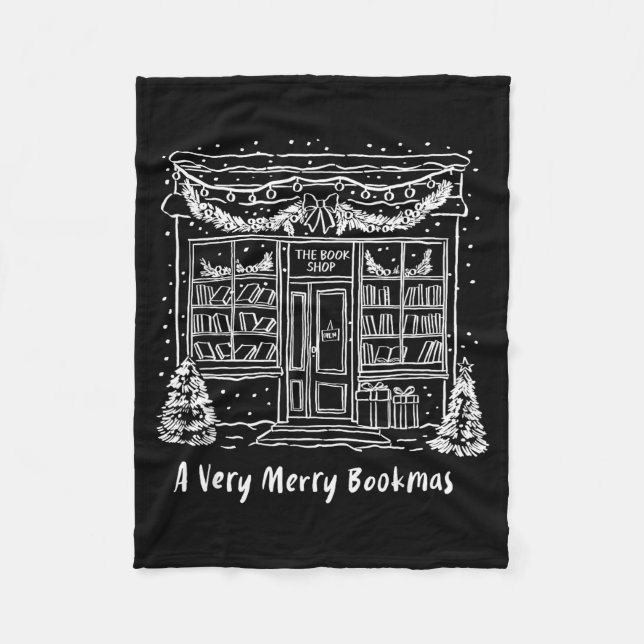 A Very Merry Bookmas Cozy Christmas Bookstore Holi Fleece Blanket (Front)