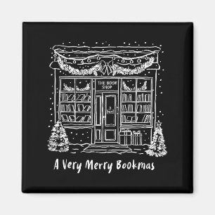 A Very Merry Bookmas Cozy Christmas Bookstore Holi Magnet