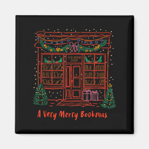 A Very Merry Bookmas Cozy Christmas Bookstore Holi Magnet