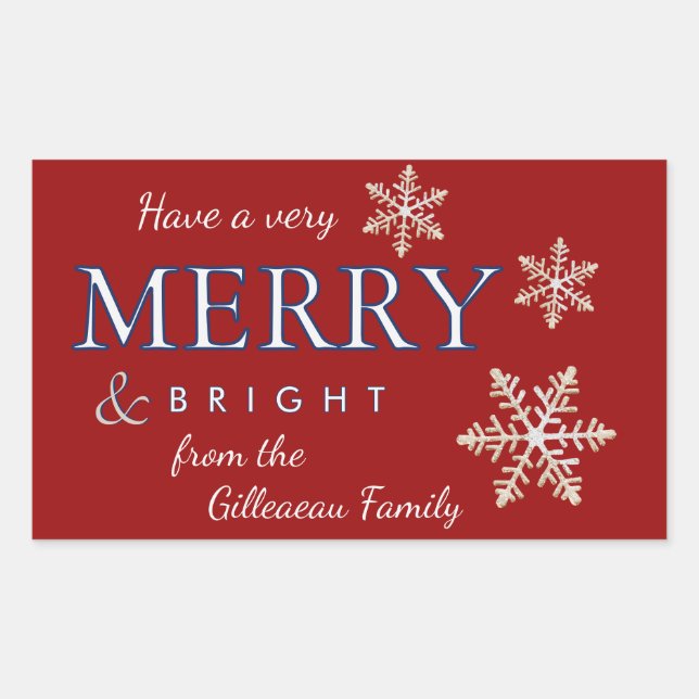  A Very Merry & Bright Christmas Package or Gift  Rectangular Sticker (Front)