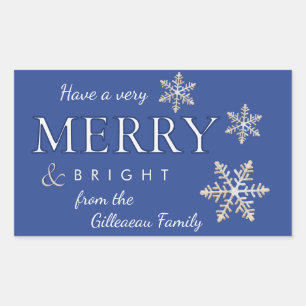  A Very Merry & Bright Christmas Package or Gift  Rectangular Sticker