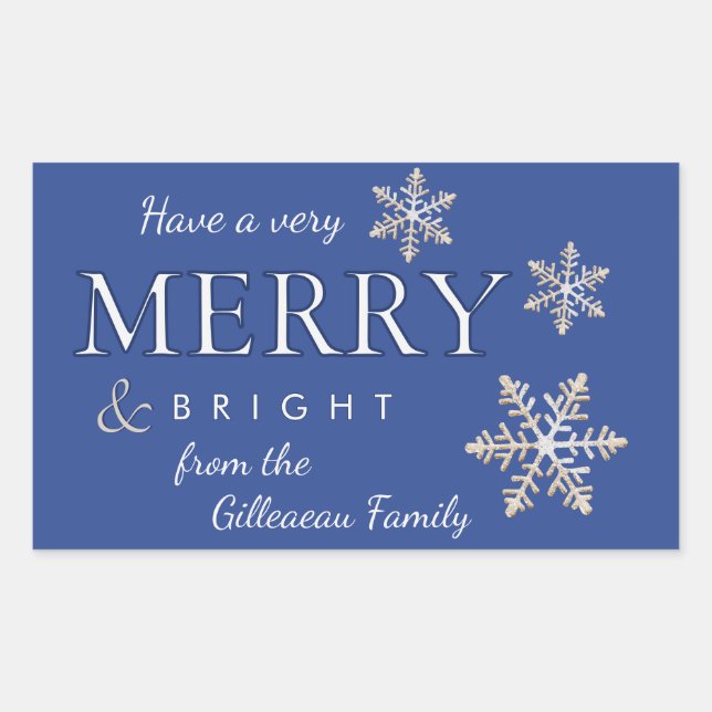  A Very Merry & Bright Christmas Package or Gift  Rectangular Sticker (Front)