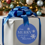 A Very Merry & Bright Christmas Snowflake Gift  Classic Round Sticker<br><div class="desc">Your recipient will be Merry and Bright when they spot your gift with this beautiful label and their name on it ! And you’ll be Merry & Bright, too - when you see the look of delight on their face. Choose from a small or large round or square sticker, or...</div>