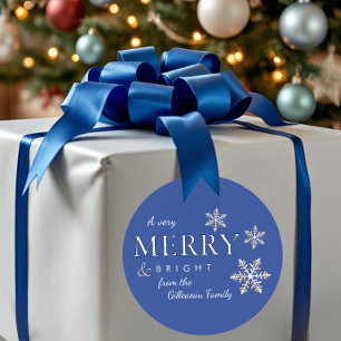 A Very Merry & Bright Christmas Snowflake Gift Classic Round Sticker