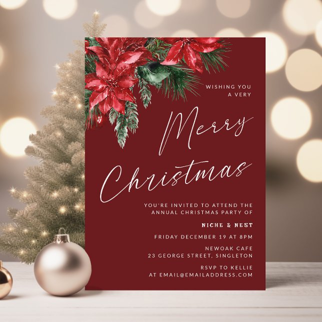 A Very Merry Christmas Classic Party Red Invitation (Creator Uploaded)