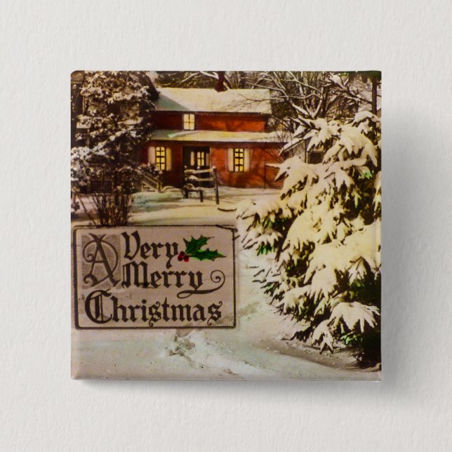 A Very Merry Christmas Classic Traditional Winter 15 Cm Square Badge (Front)