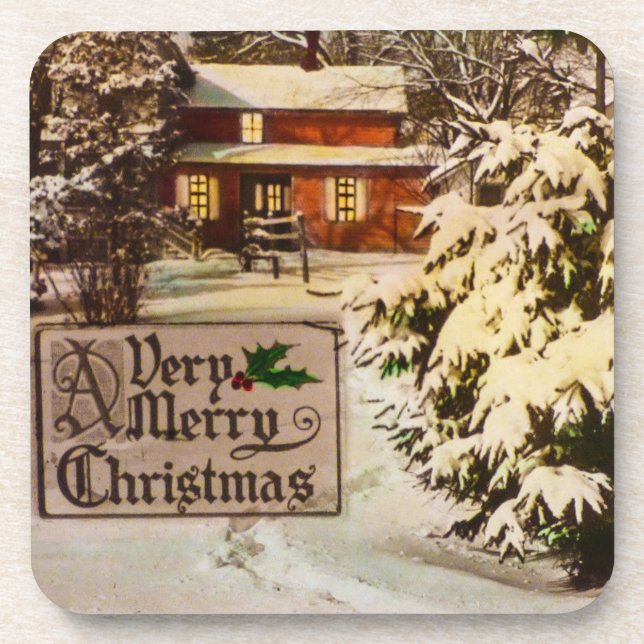 A Very Merry Christmas Classic Traditional Winter  Coaster (Front)