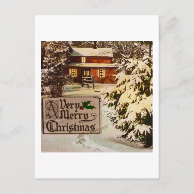 A Very Merry Christmas Classic Traditional Winter Holiday Postcard (Front)
