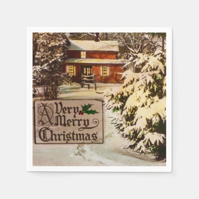 A Very Merry Christmas Classic Traditional Winter Napkin (Front)
