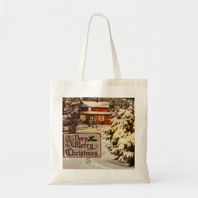 A Very Merry Christmas Classic Traditional Winter Tote Bag (Front)